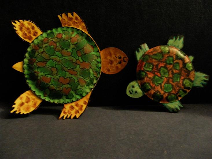 Zwierzątka z papierowych talerzyków  szablony - żółwie.JPG
