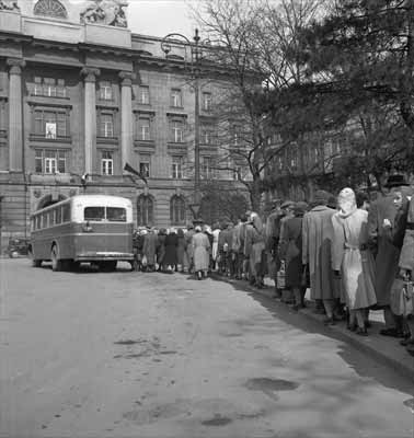 Zdjęcia - 1955 kolejka do autobusu.jpg