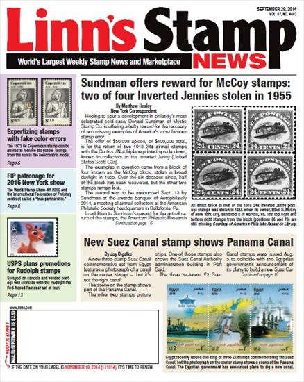 Poster - LINNS STAMP NEWS 2014.09.29 Vol.87 No. 4483 Worlds Largest Weekly Stamp News and Marketplace 2014, PDF.jpg