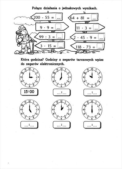 Karty pracy związane z obliczeniami czasowymi i nauką zegara - działania i zegary.JPG